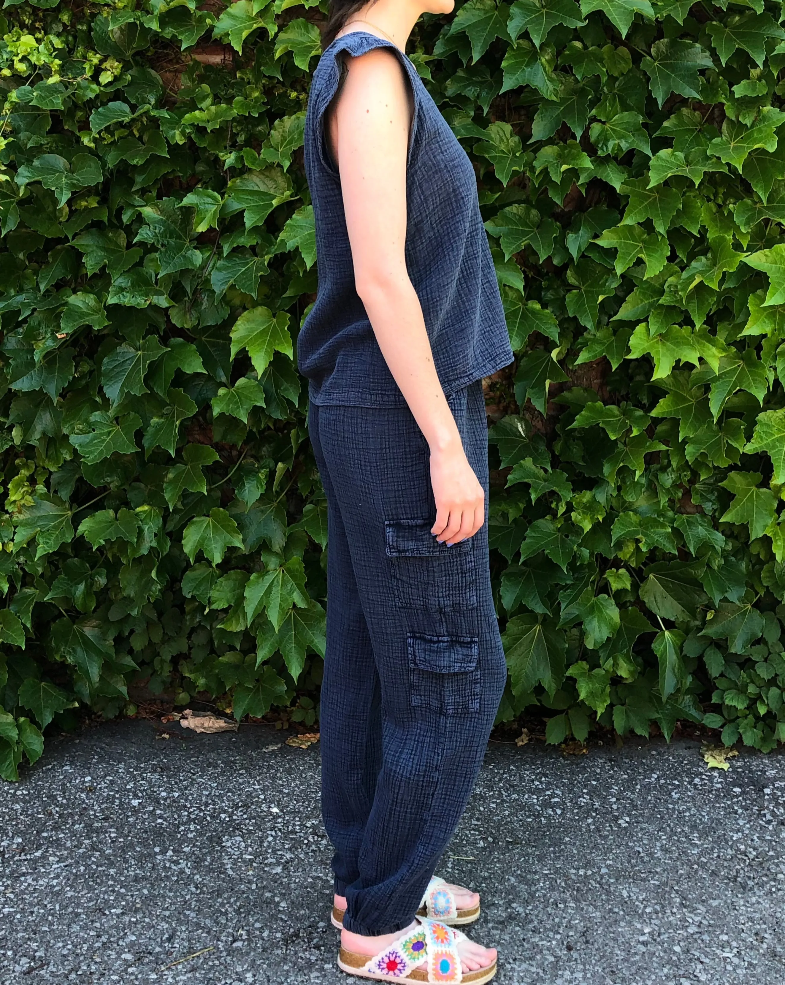 RD Carle Gauze Cargo Pant (Blue)