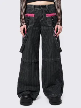 Rebellious Pinstripe Wide Leg Jeans