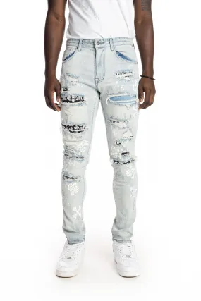 Rip And Repair Fashion Jeans - Hazy Blue