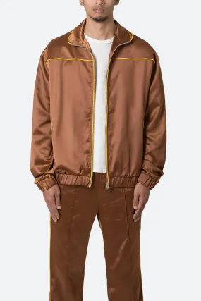 Satin Track Jacket - Brown