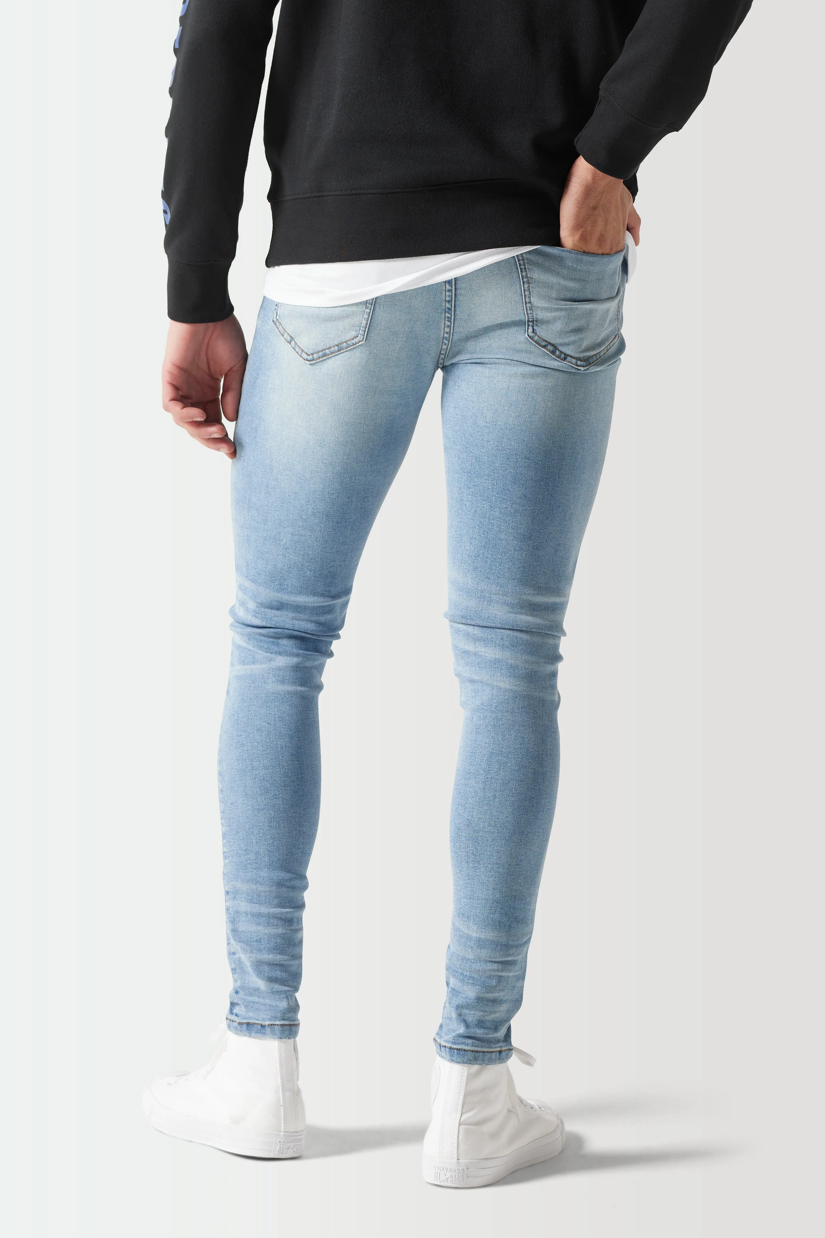 Skinny Sustainable Distressed Jeans - Stone Wash