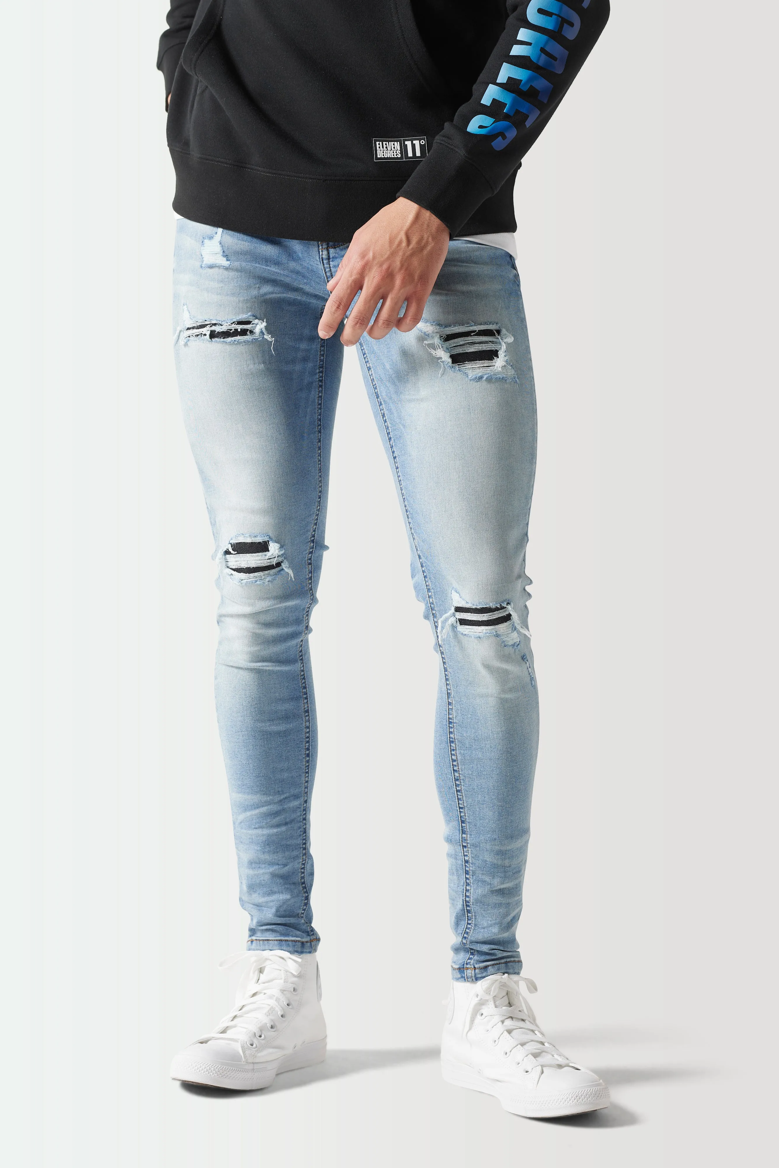 Skinny Sustainable Distressed Jeans - Stone Wash