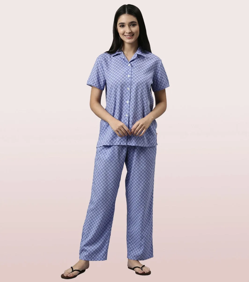 Slounge Pant Set | Modal Woven Printed Shirt And Pant Set