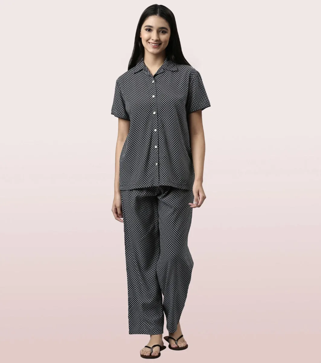 Slounge Pant Set | Modal Woven Printed Shirt And Pant Set