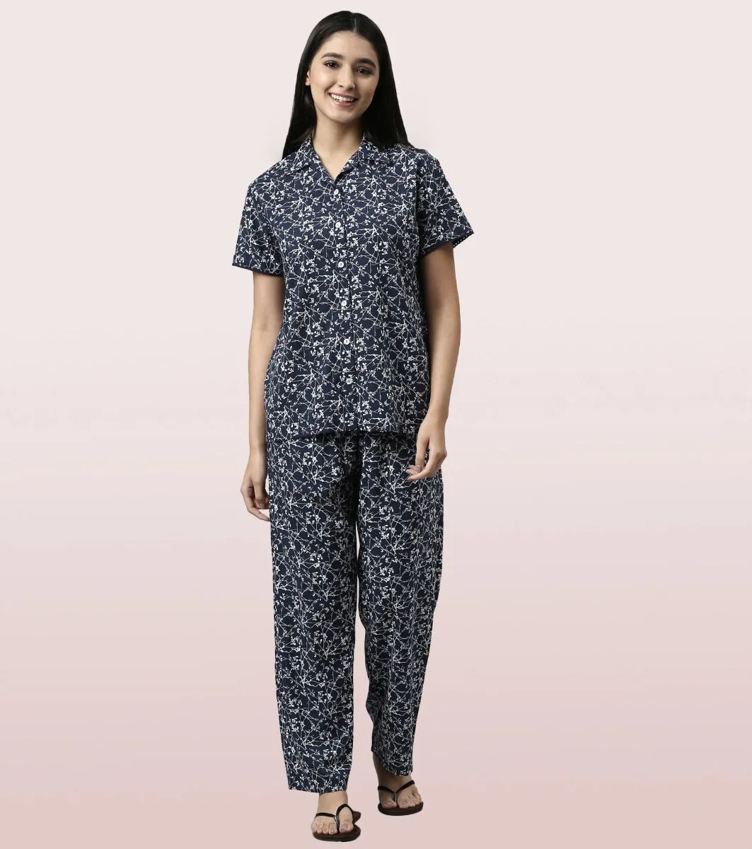 Slounge Pant Set | Modal Woven Printed Shirt And Pant Set