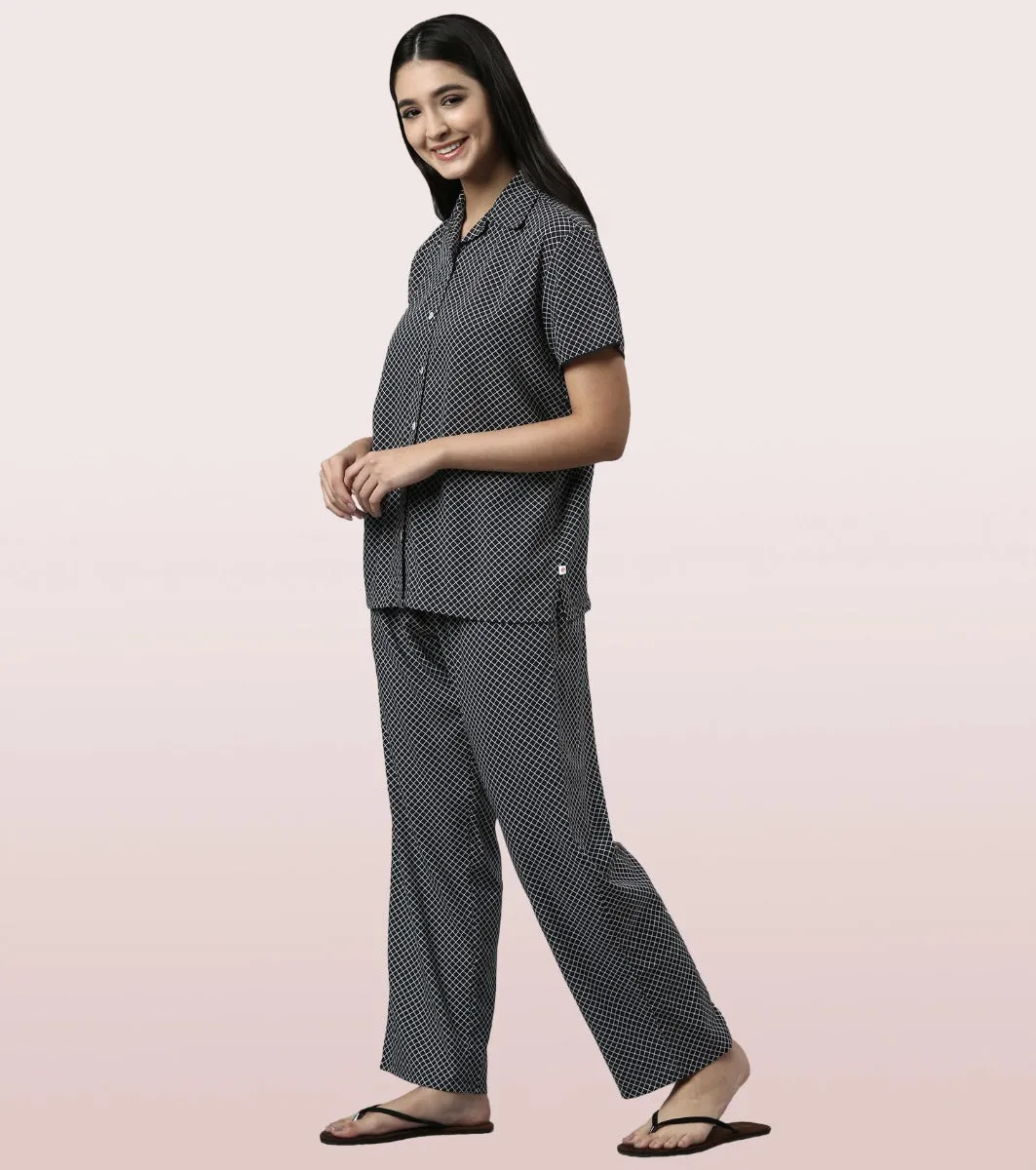 Slounge Pant Set | Modal Woven Printed Shirt And Pant Set