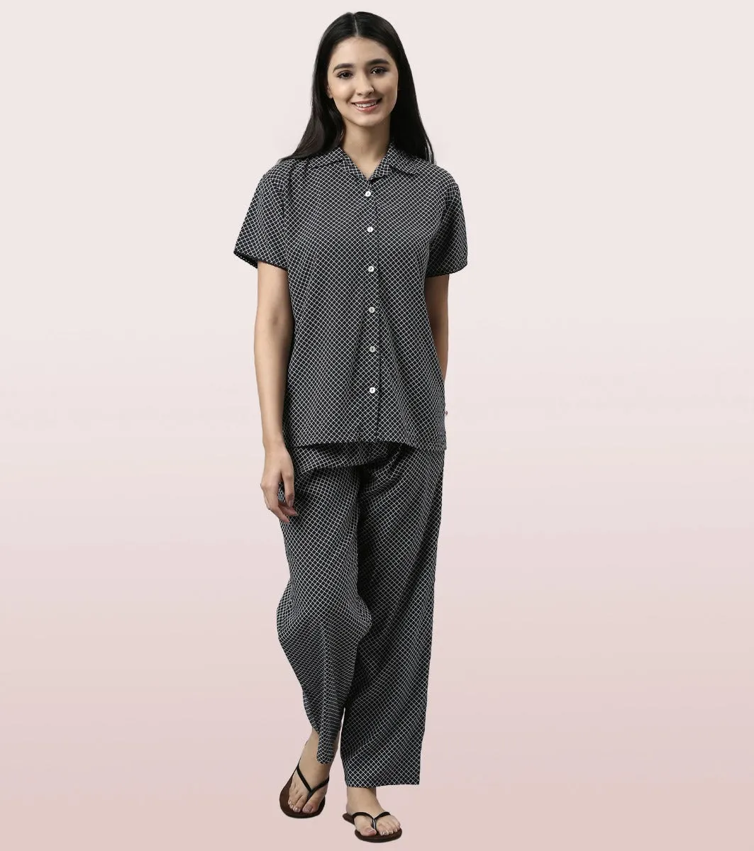 Slounge Pant Set | Modal Woven Printed Shirt And Pant Set