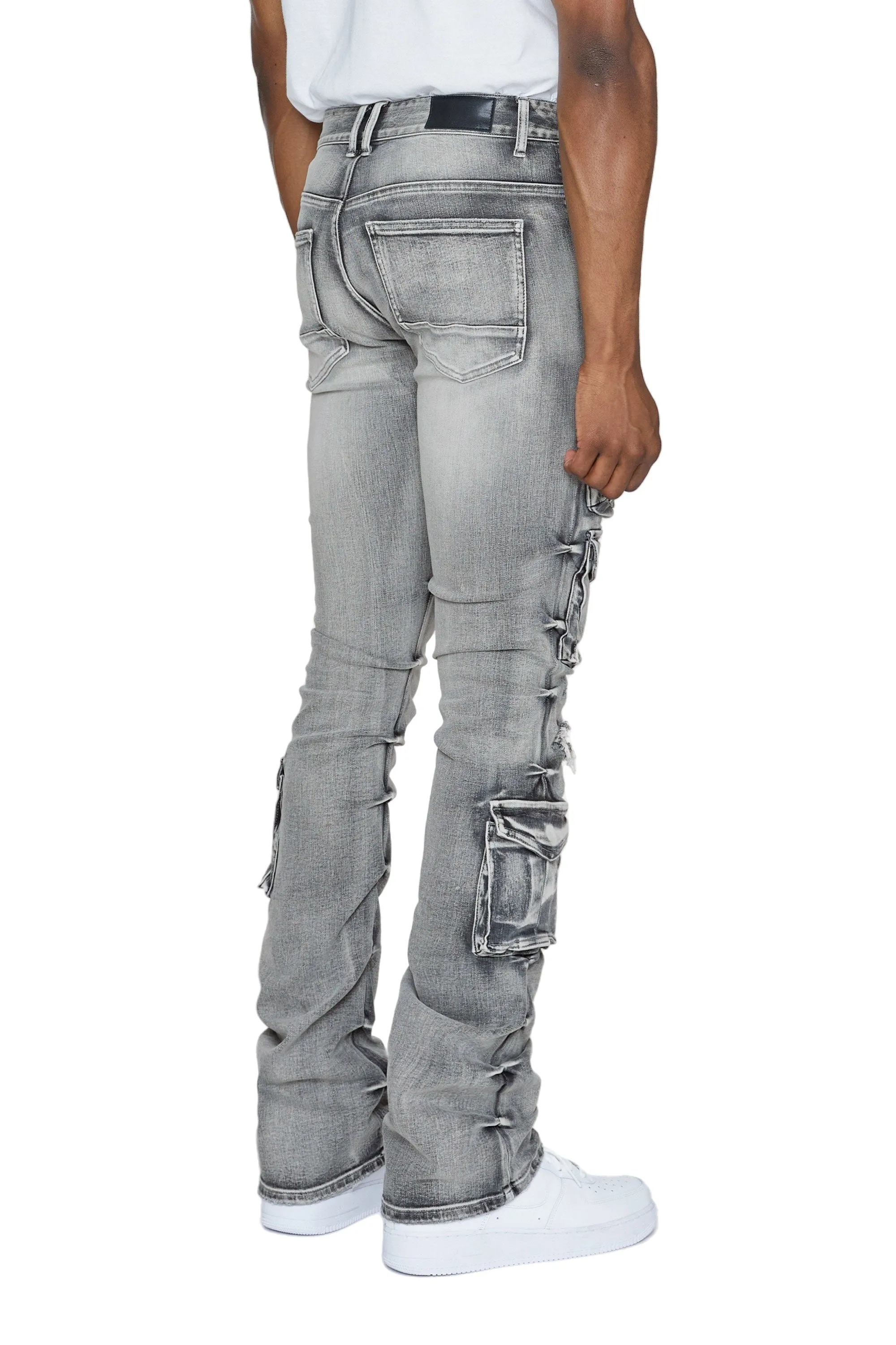 Stacked Utility Denim Jeans - Union Grey