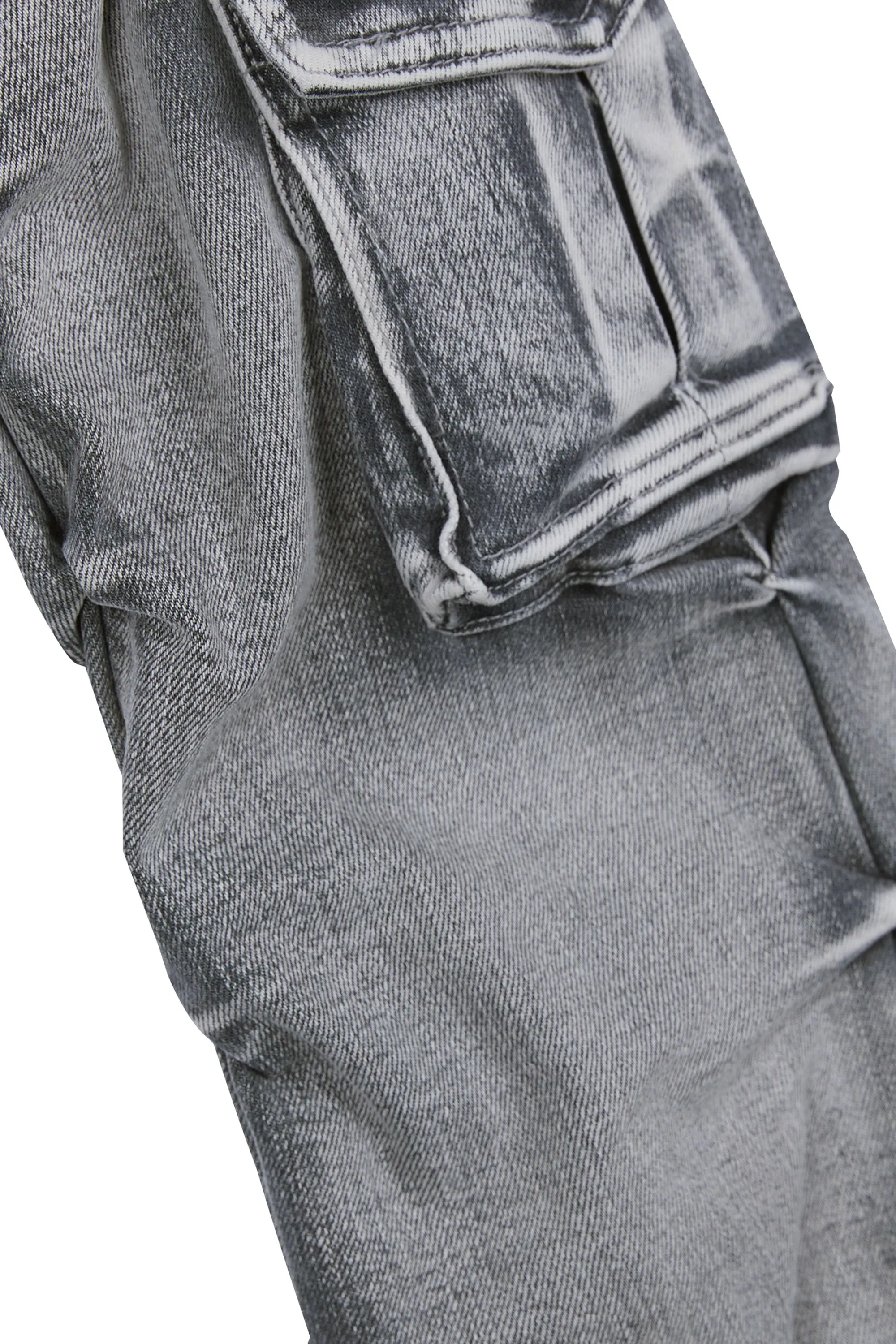 Stacked Utility Denim Jeans - Union Grey