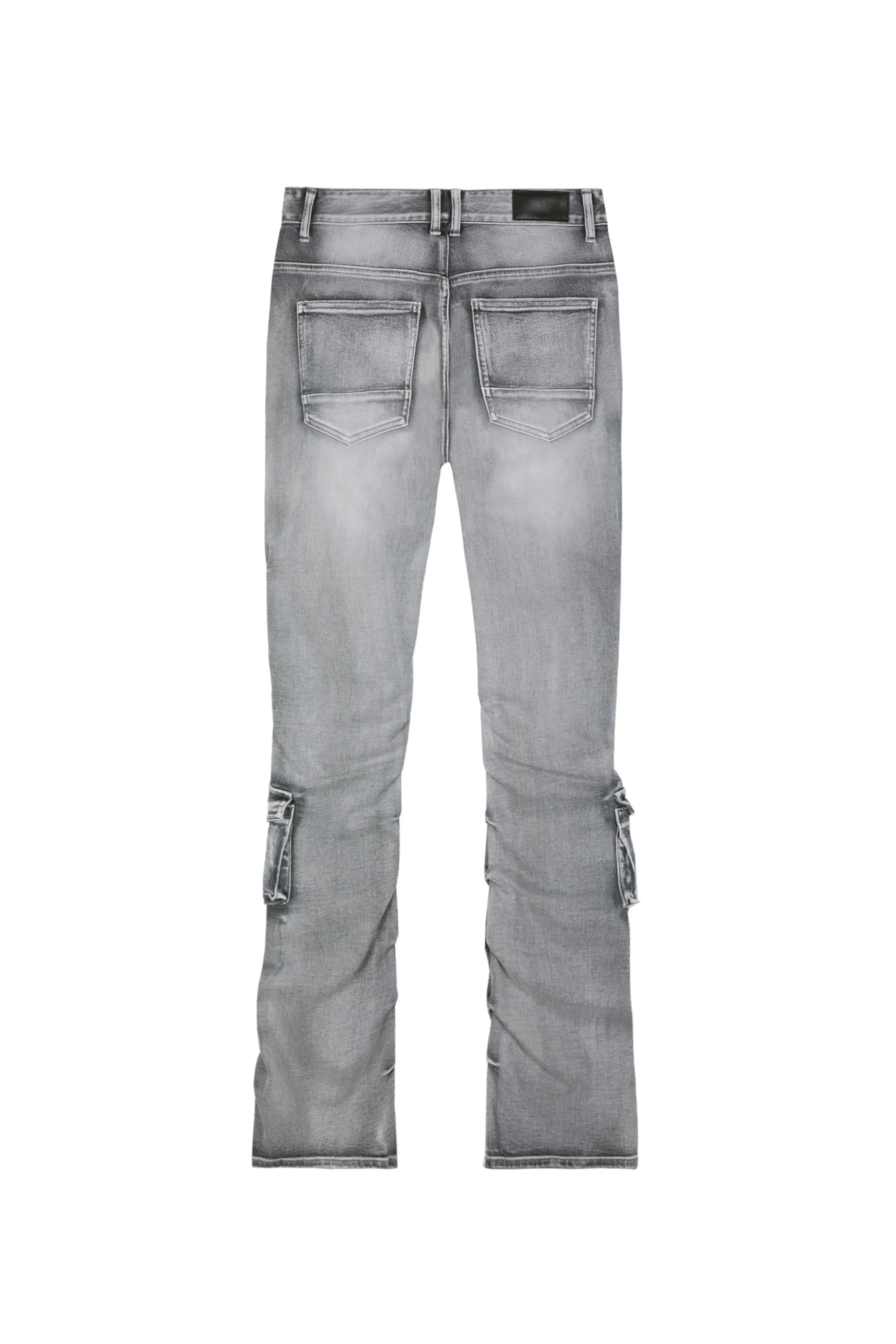 Stacked Utility Denim Jeans - Union Grey