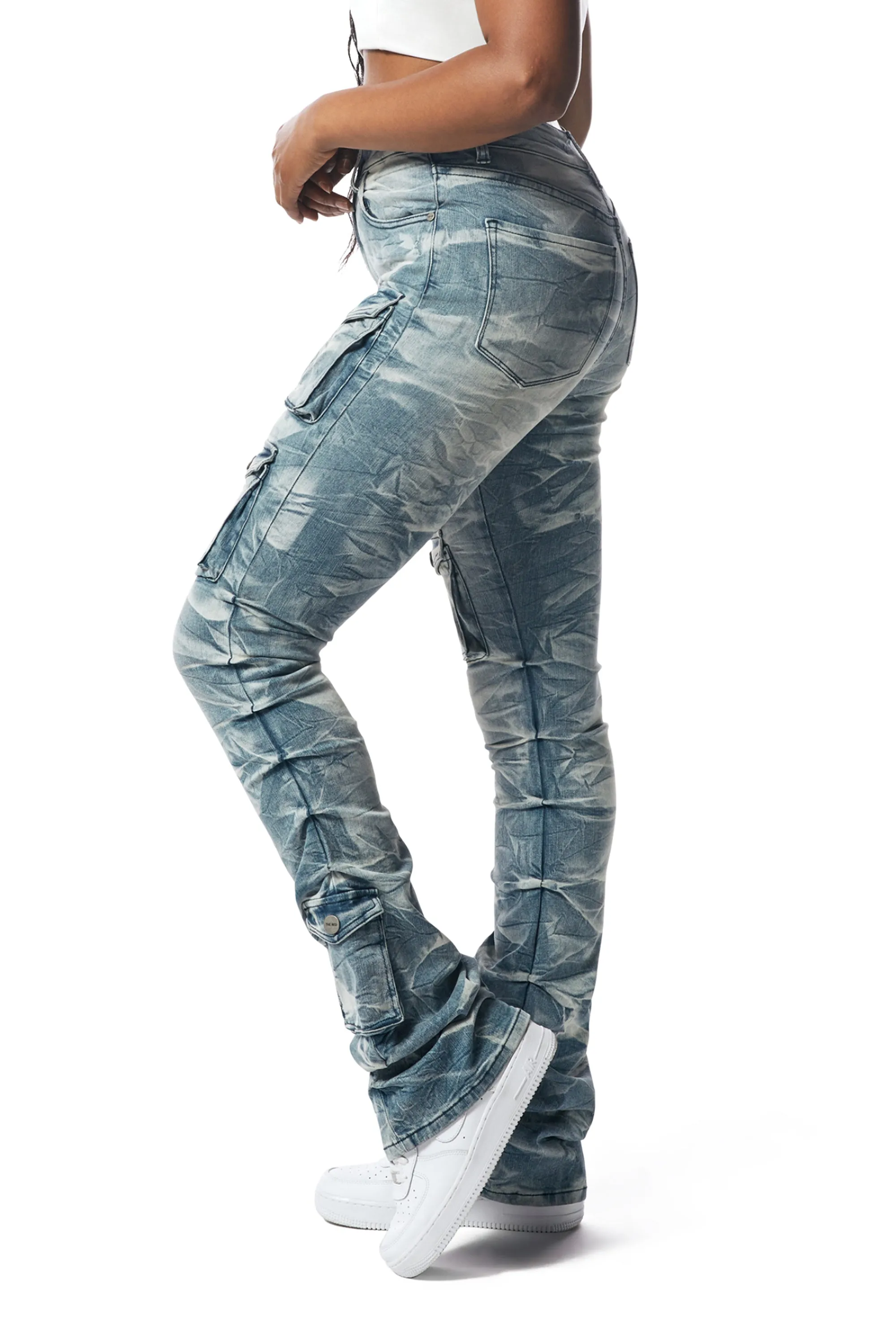 Stacked Utility High Rise Jeans - Clyde Blue