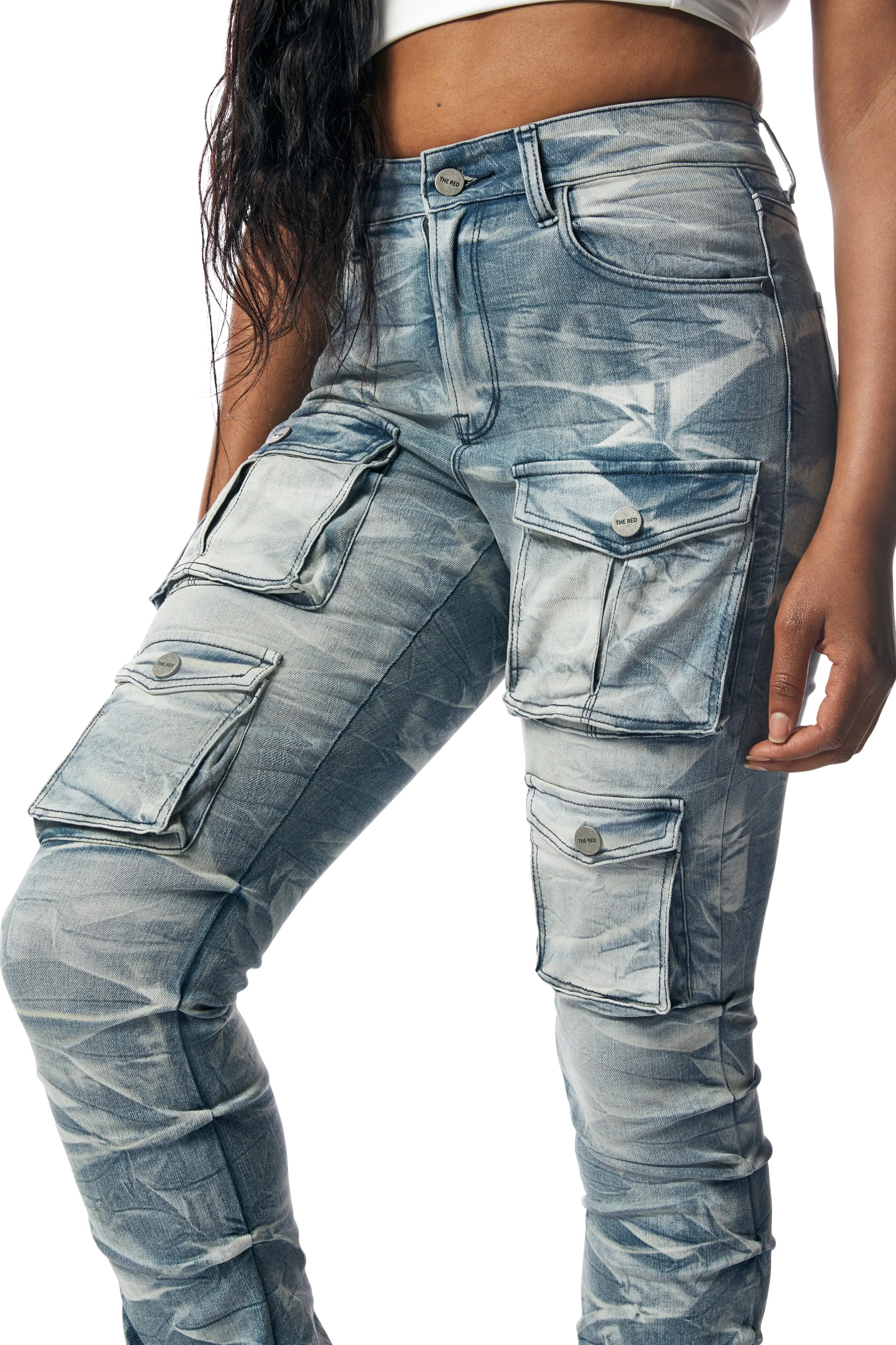 Stacked Utility High Rise Jeans - Clyde Blue