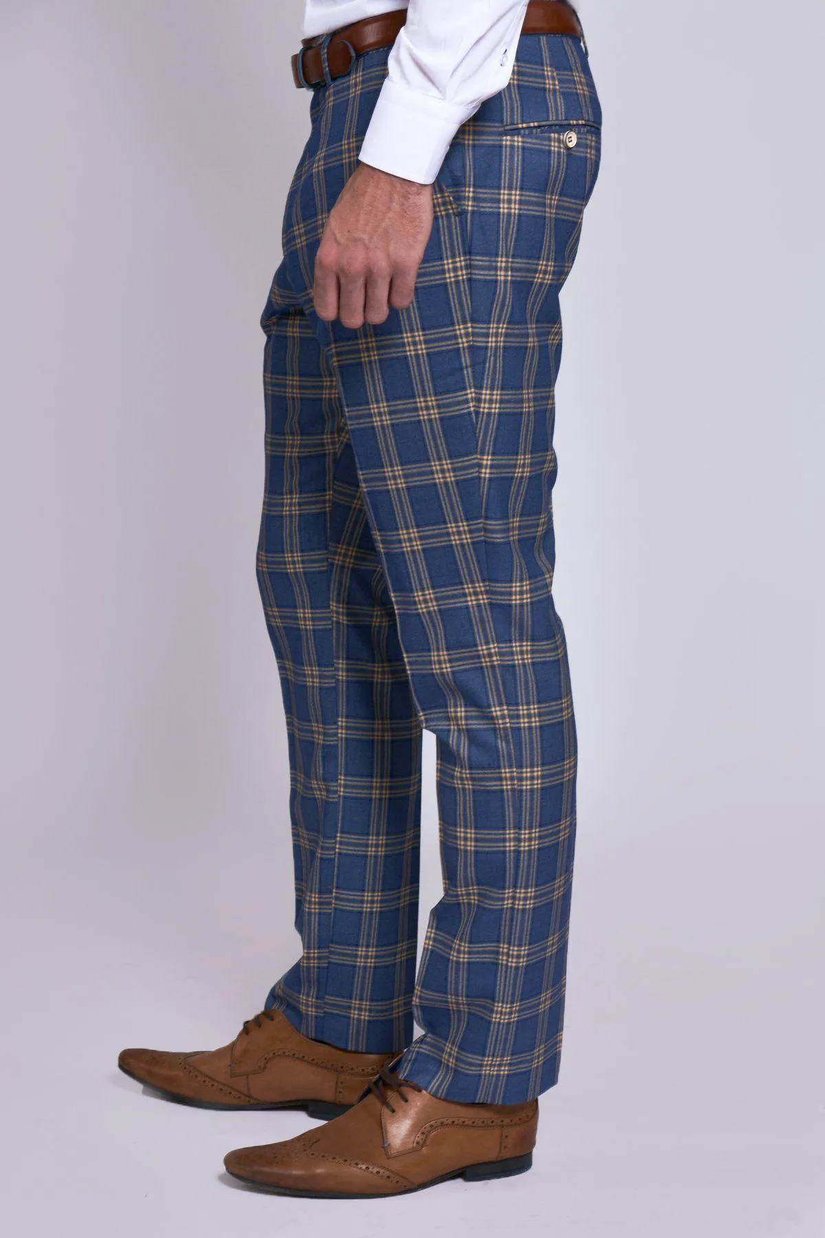 TONY - Blue Yellow Check Trousers