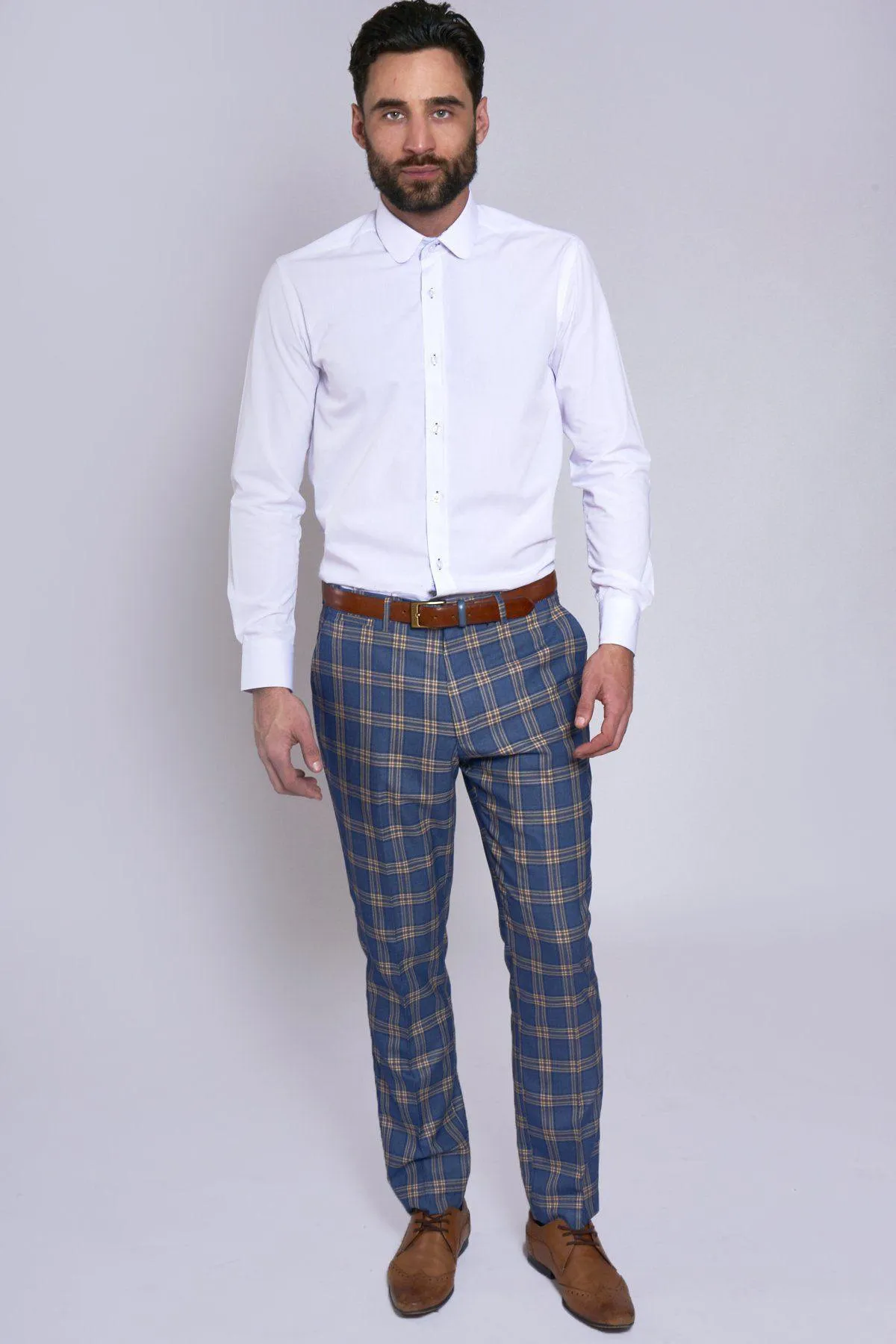 TONY - Blue Yellow Check Trousers