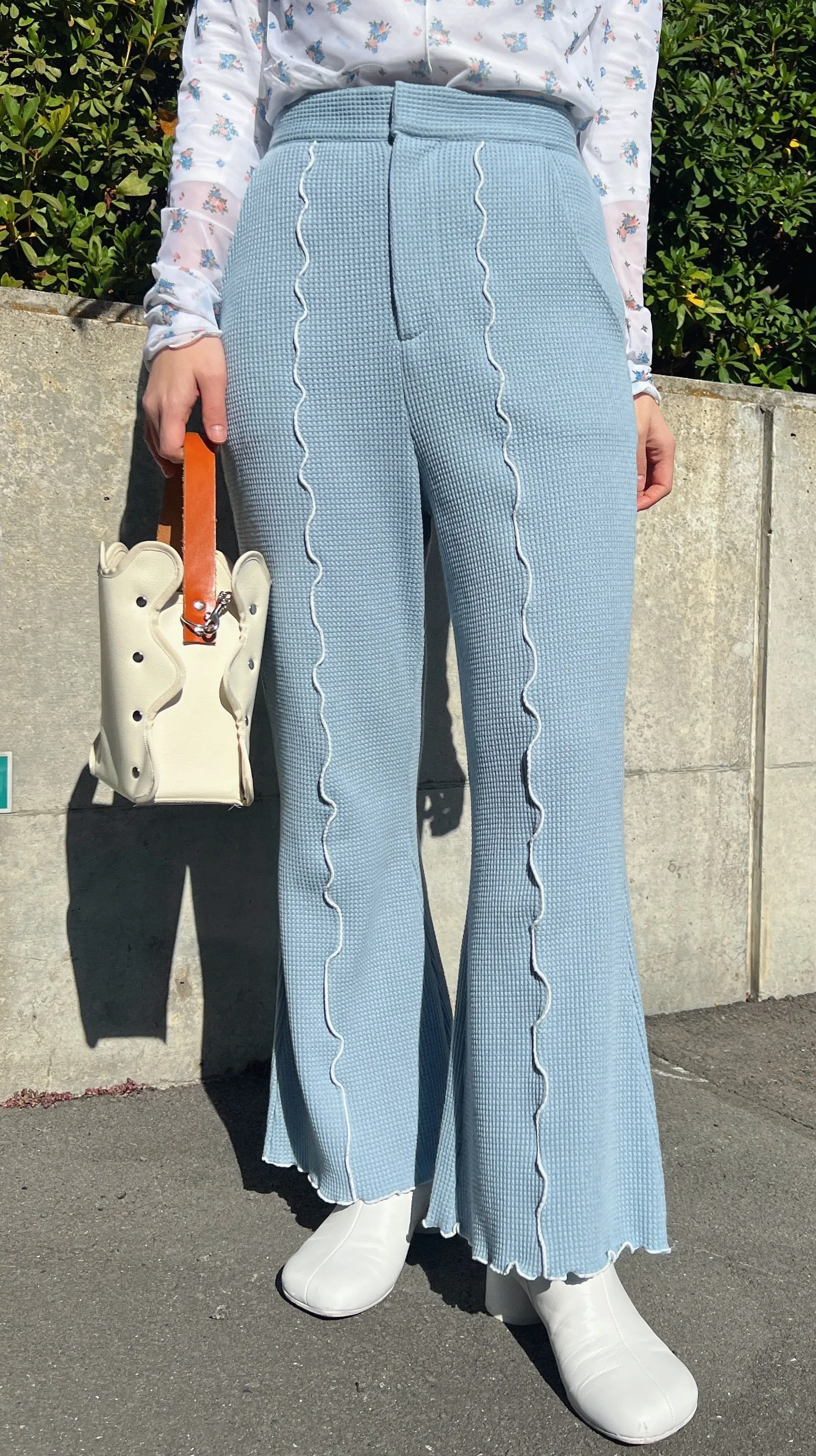 Waffle flare pants (Blue)