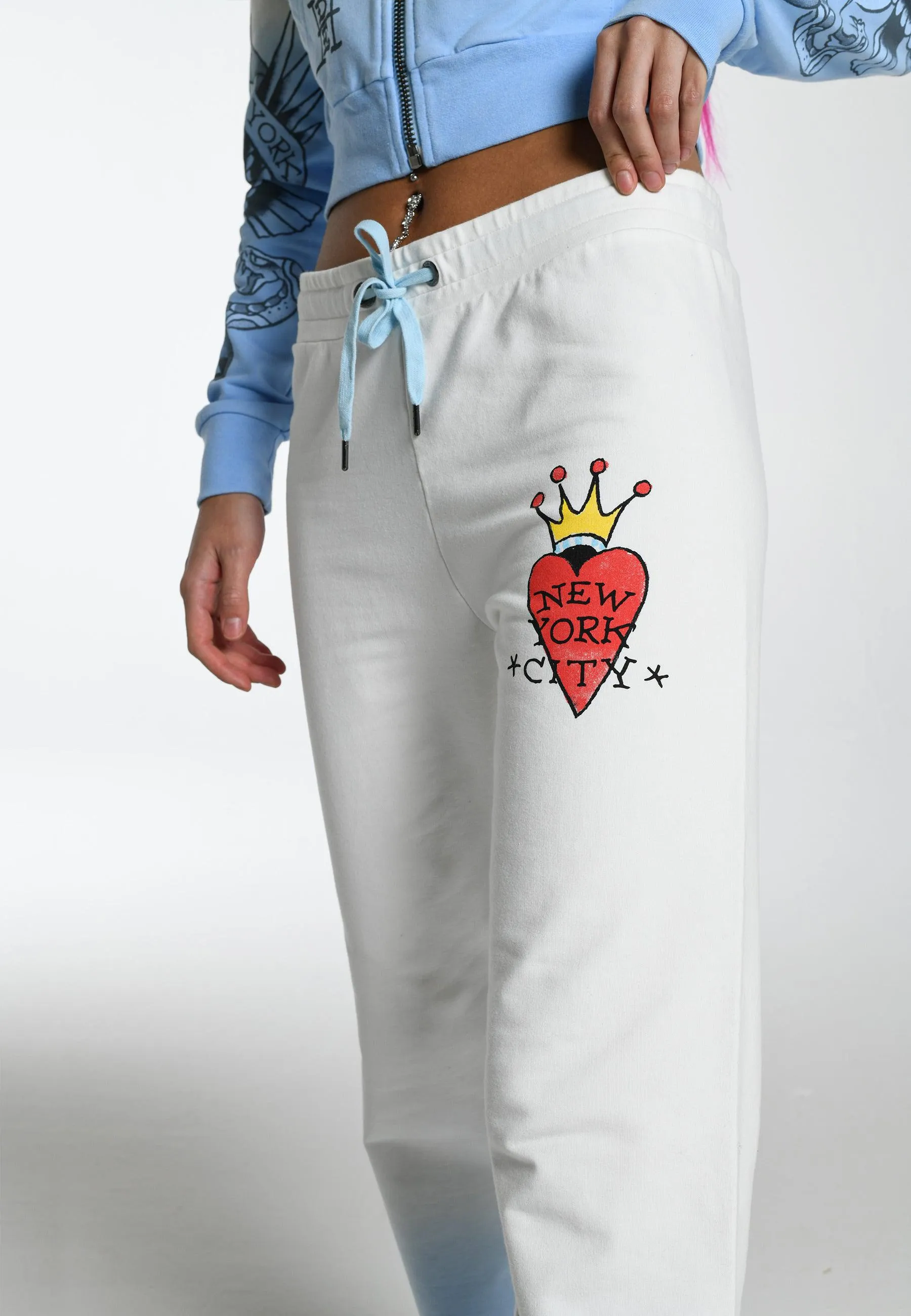 Womens Nyc-Heart Flared Trousers - Blue